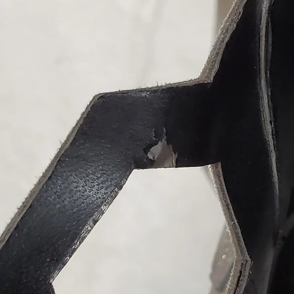 Kenneth Cole New York 7.5 M Leather Bayne Cage Heels Y3K Metallic Gun Metal - Picture 7 of 8